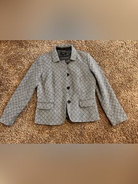 Talbots Soft Gray Wool Tweed Blazer Size 12